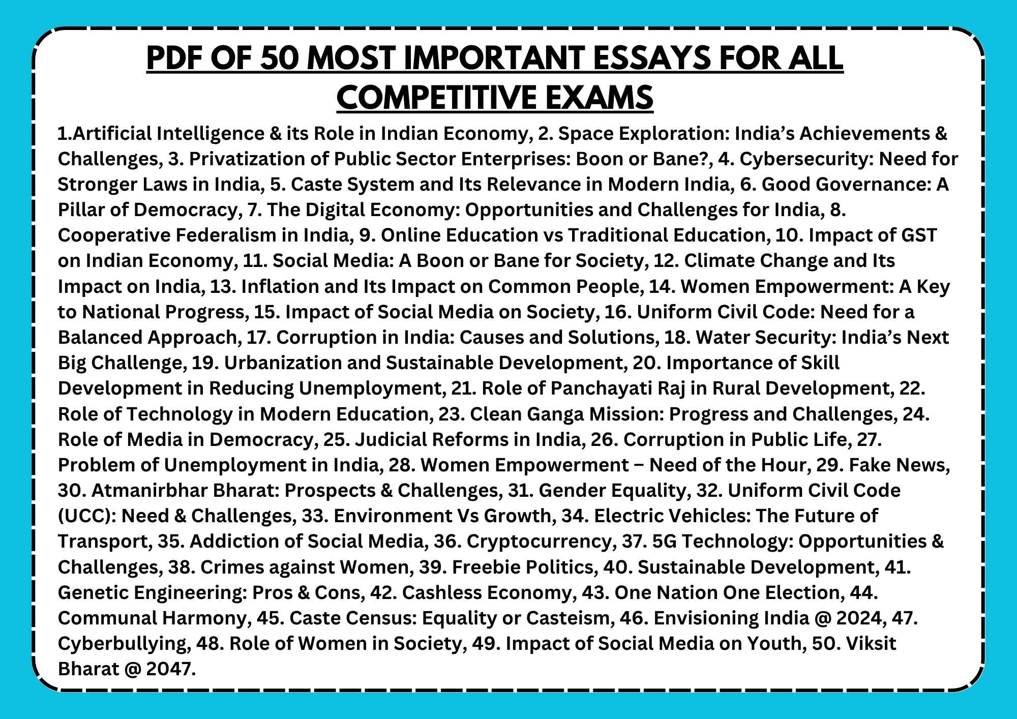 Essays For All Competitive Exams