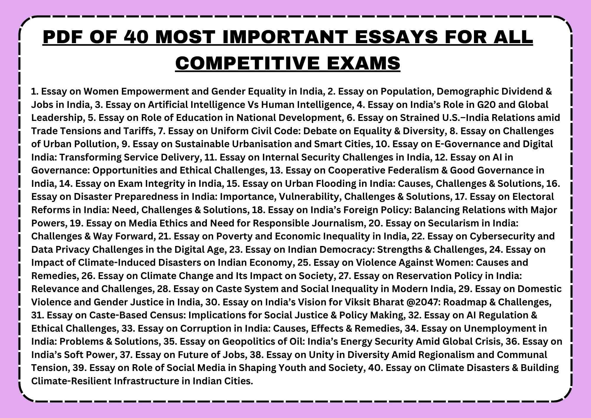 Essays For All Competitive Exams